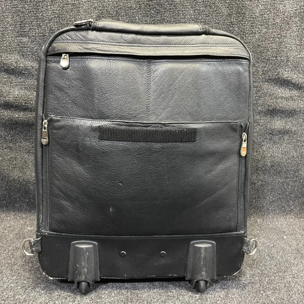 Wilsons Leather Pelle Studio Rolling Laptop Bag Black Briefcase Carry On Luggage